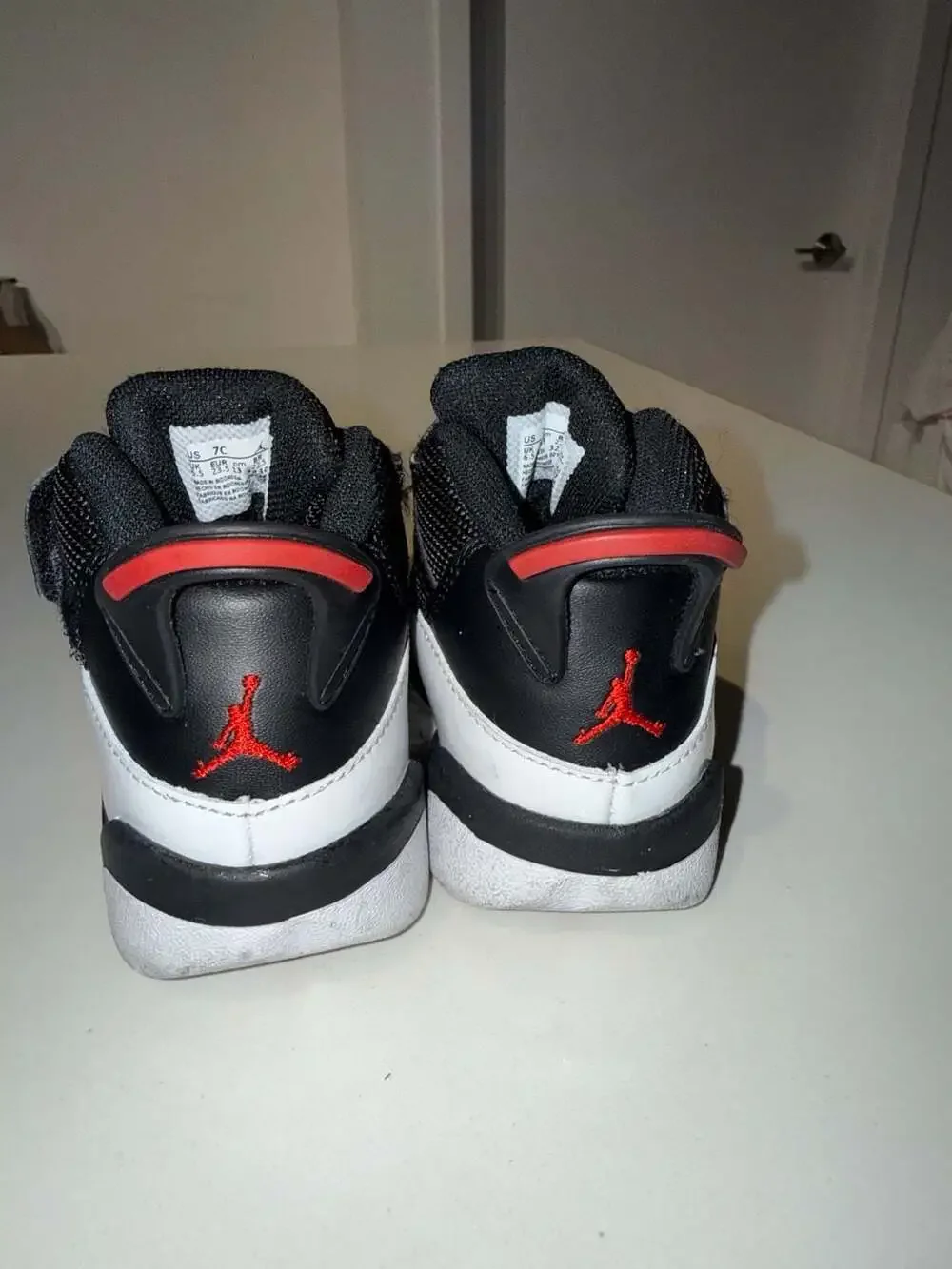 Jordan 6 Rings Toddler Shoes Size 7C Black White Red